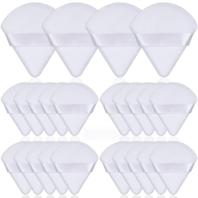 Thrilez 20pcs Triangle Powder Puff, Loose Powder Puffs Makeup Puff for Face Powder, Setting Powder Puff for Make Up, Face Puff Pads for Press Powder, Sponge Powder Applicator for Face and Eye (White) - Image 1